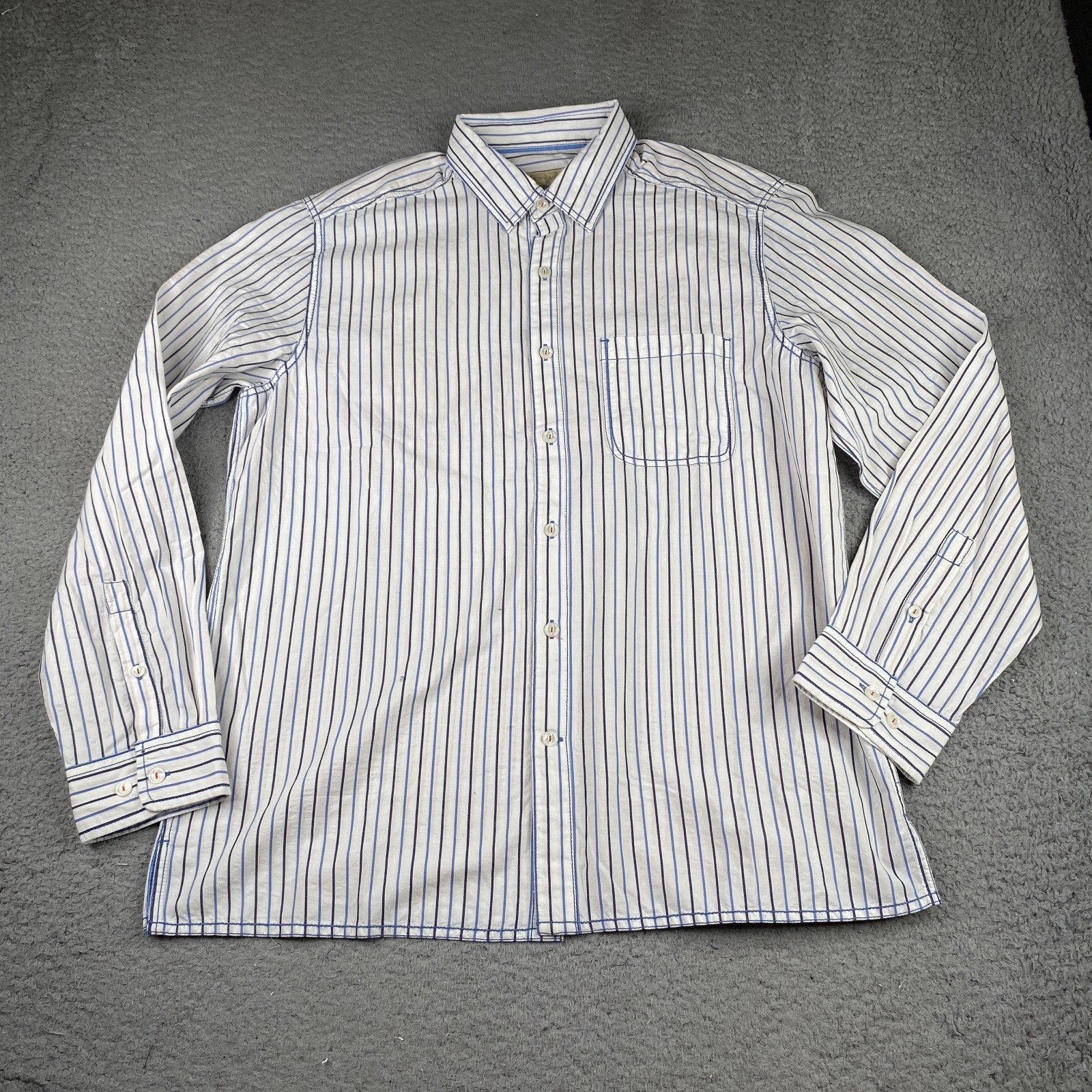 Territory Ahead Shirt Mens Large White Striped Button Up Pocket Long Sleeve