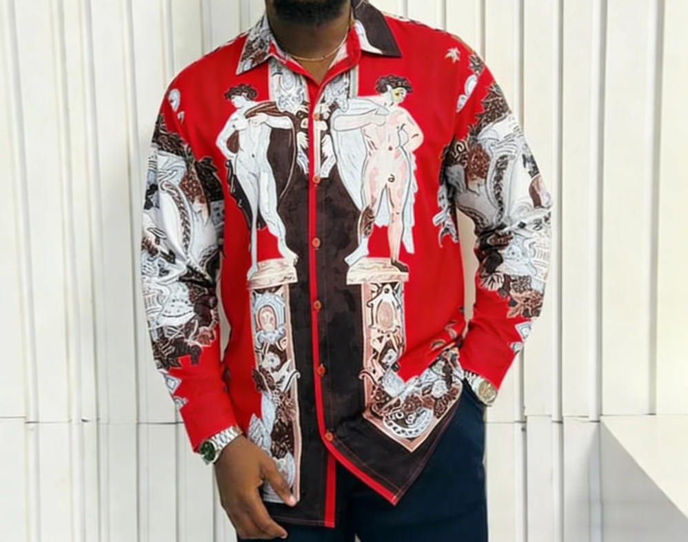 Button Down Shirt Men Casual European Silk Dress Shirt Long Sleeve Shirts Men