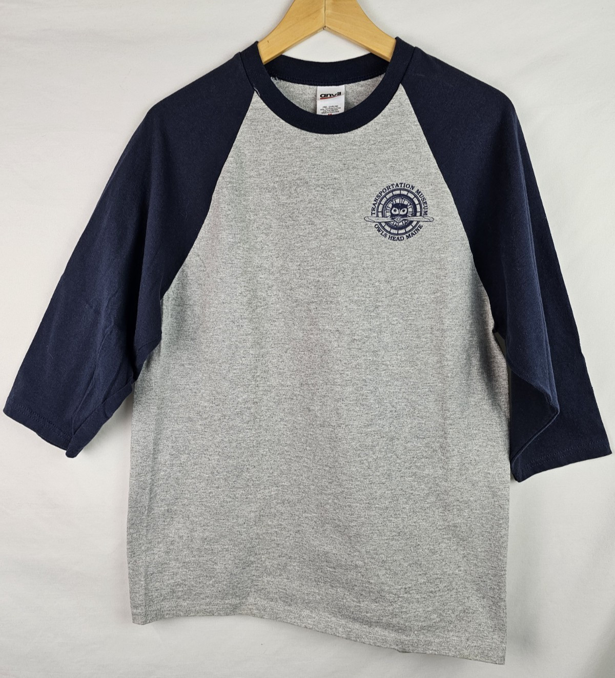 Transportation Museum Owls Head Maine Shirt Adult Medium Gray 3/4 Sleeve T-Shirt