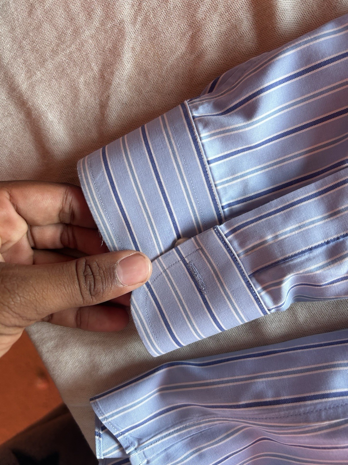 Vintage Brooks Brothers Men’s Striped Blue White Cotton Dress Shirt 15.5 33