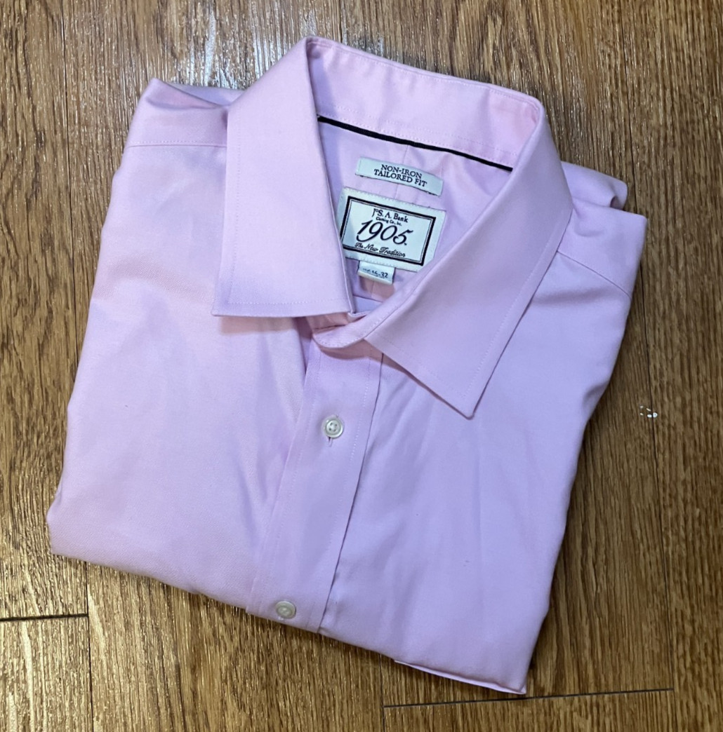 Jos. A. Bank Men’s Dress Shirt Non-Iron Tailored Fit Pink 16½ 32 Excellent