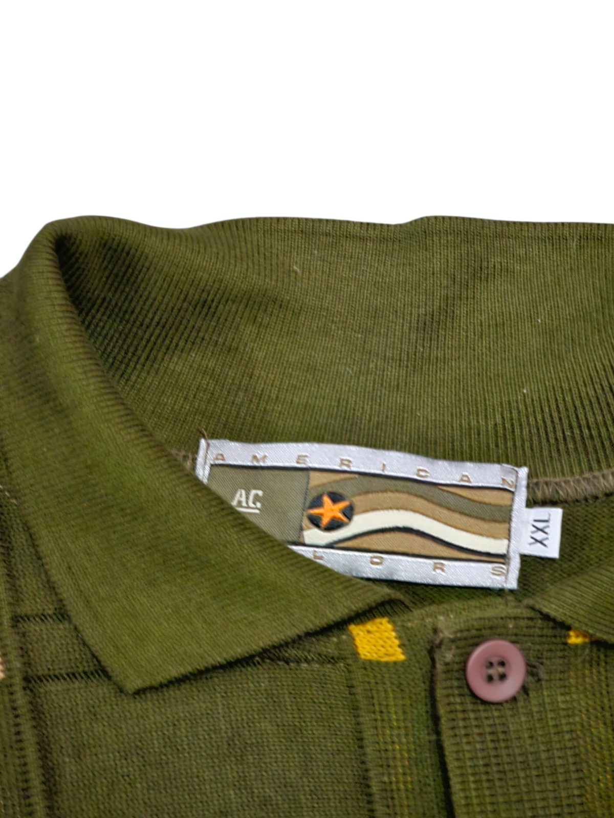 Vintage AC American Colors Button Up Acrylic Sweater Military Green Made USA 2XL