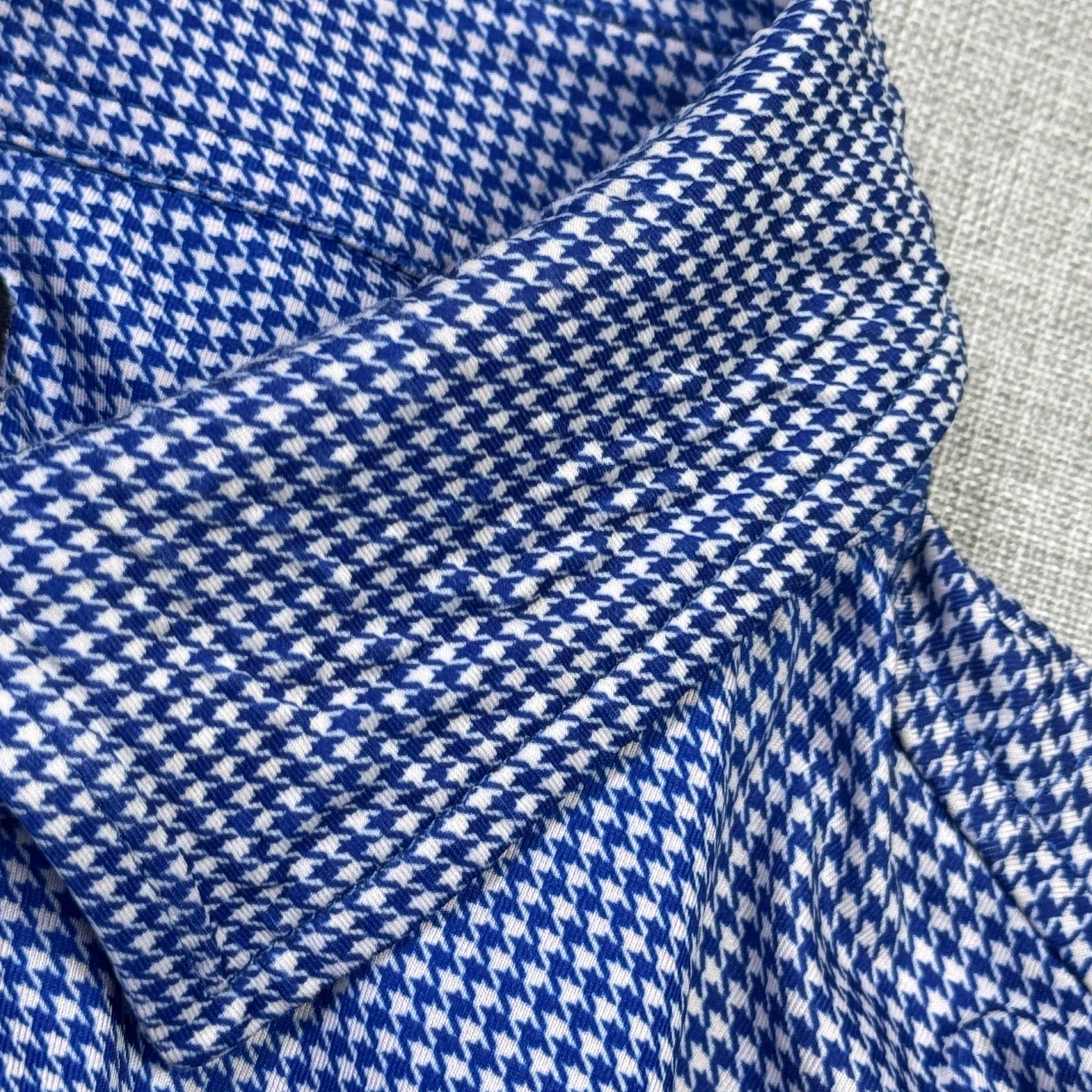 FootJoy Houndstooth Polo Shirt Mens L Blue Short Sleeve Golf Polyester Spandex
