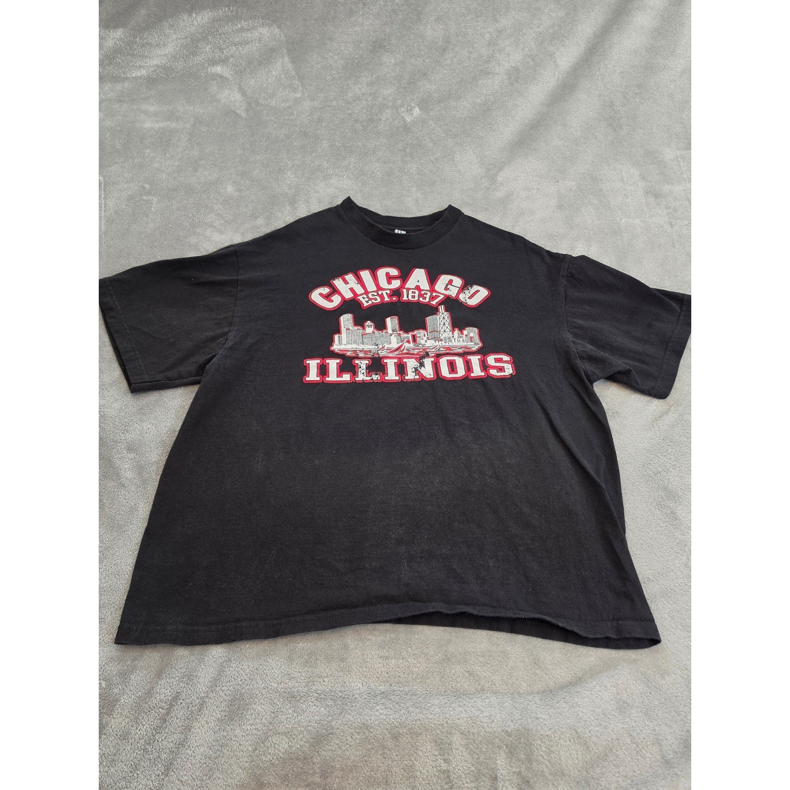 American Apparel Chicago Illinois Skyline Graphic T-Shirt Black XL 1301 Mens