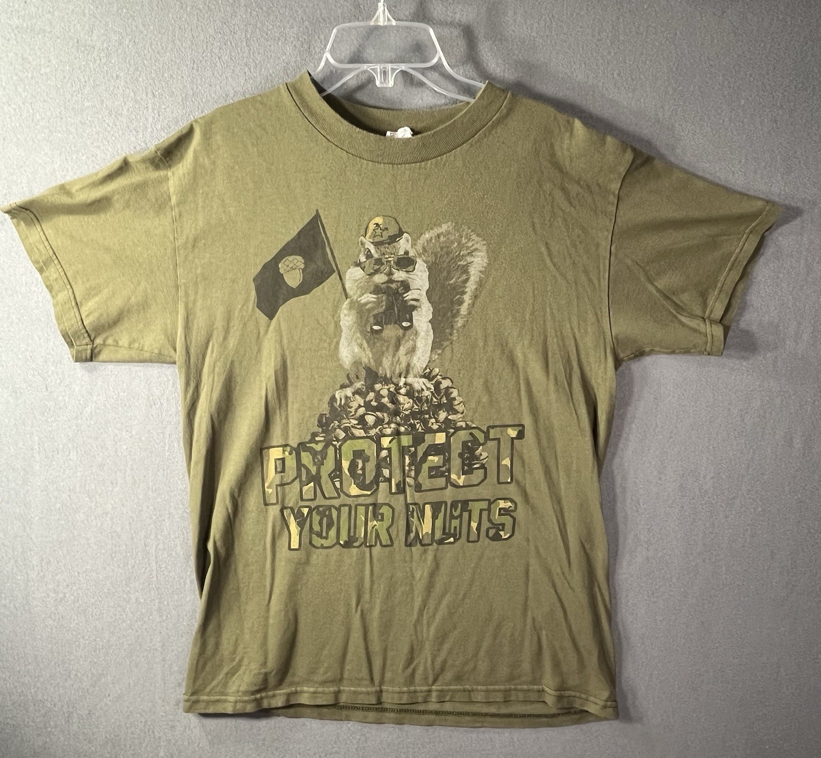 VTG Protect Your Nuts T Shirt Y2K Humor Funny M AAA Alstyle Soldier Army RARE