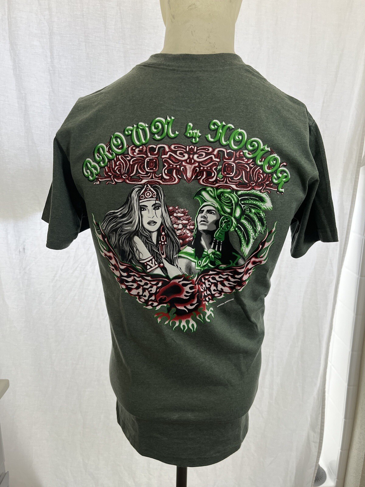 Native Brown by Honor T-Shirt Mens Medium Greenish Gray Graphic NEW W/O TAGS