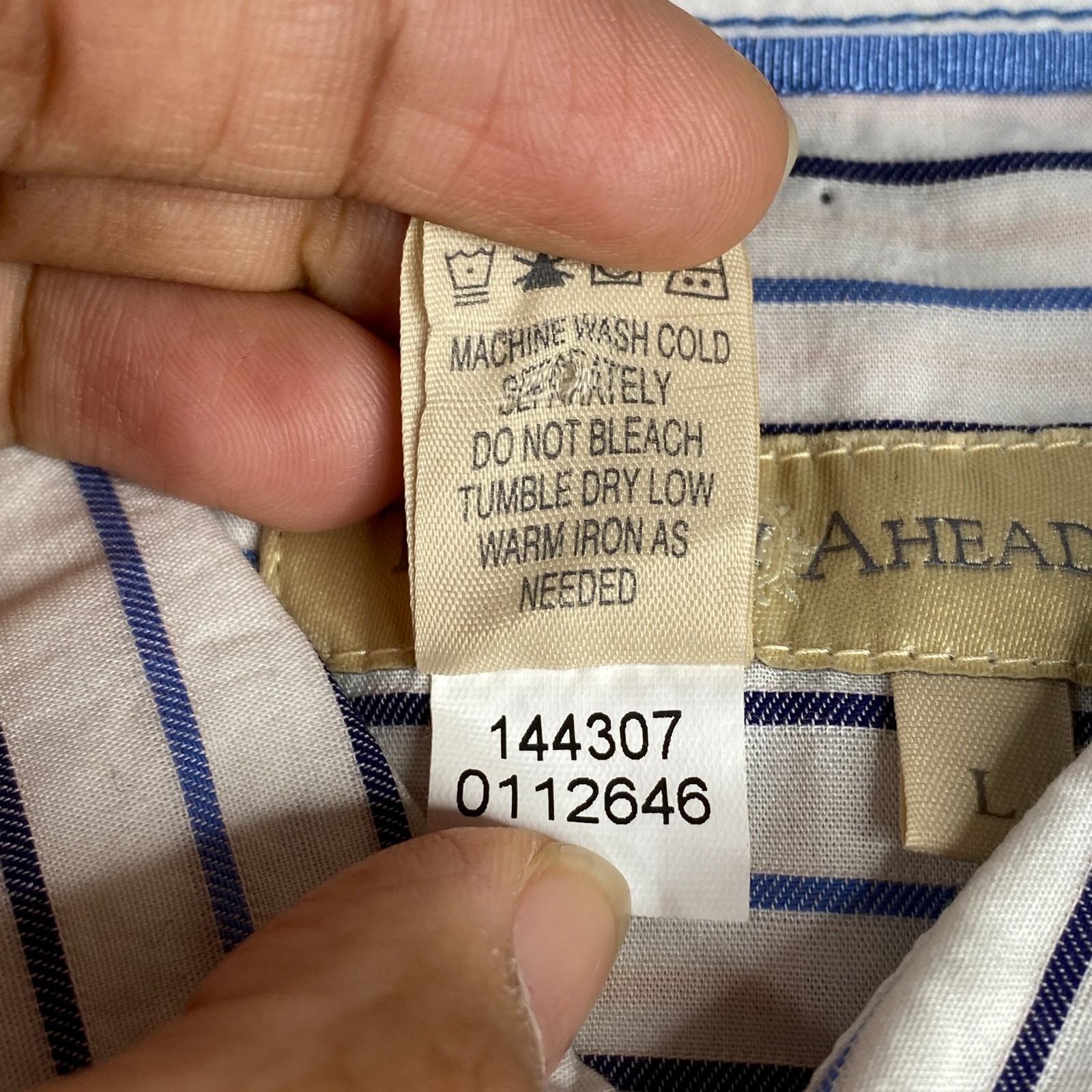 Territory Ahead Shirt Mens Large White Striped Button Up Pocket Long Sleeve
