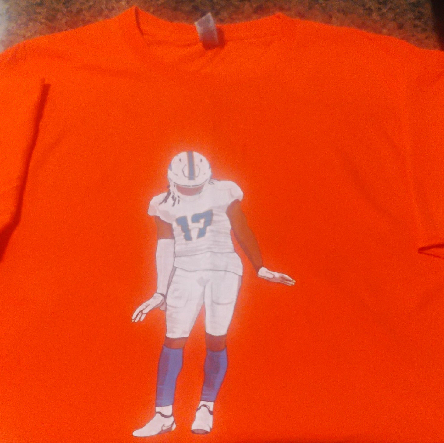 Gildan Heavy Cotton Orange Football Player #17 Graphic Tee Men’s Size G
