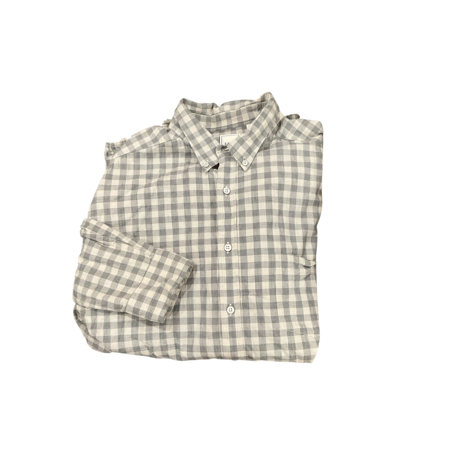 ROWM Mens 2XT Gingham Check Button Down Shirt Long Sleeve Casual Everyday