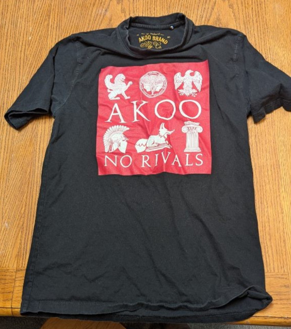 AKOO Brand No Rivals Graphic T-Shirt Mens XL Black Red Streetwear Tee Cotton