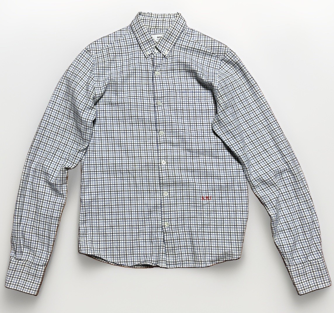 AMI Alexandre Mattiussi Button Up Plaid Shirt Long Sleeve Mens Size 38 Small