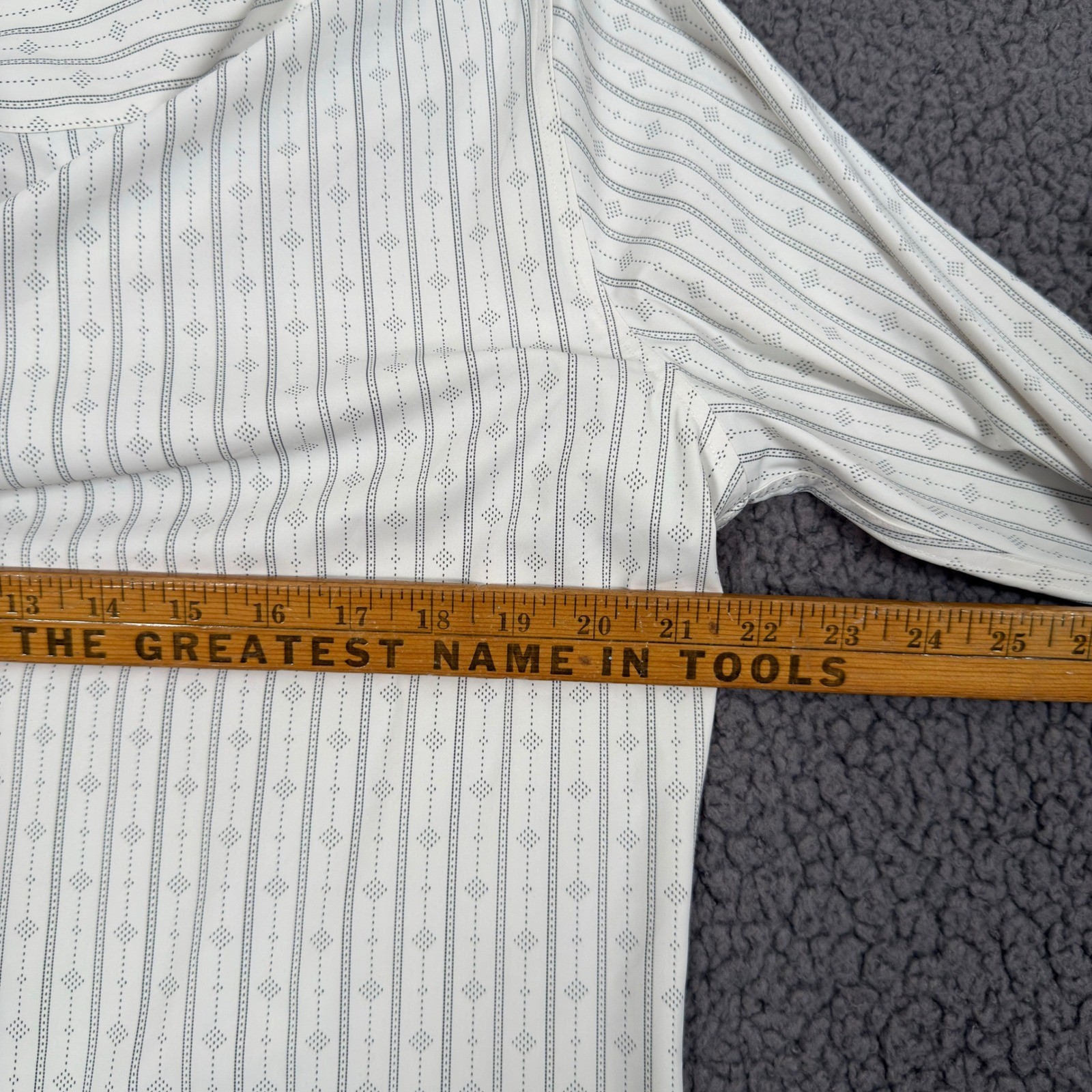 7 Diamonds Beau 4-Way Stretch Shirt Mens Medium White Grey Geometric Office
