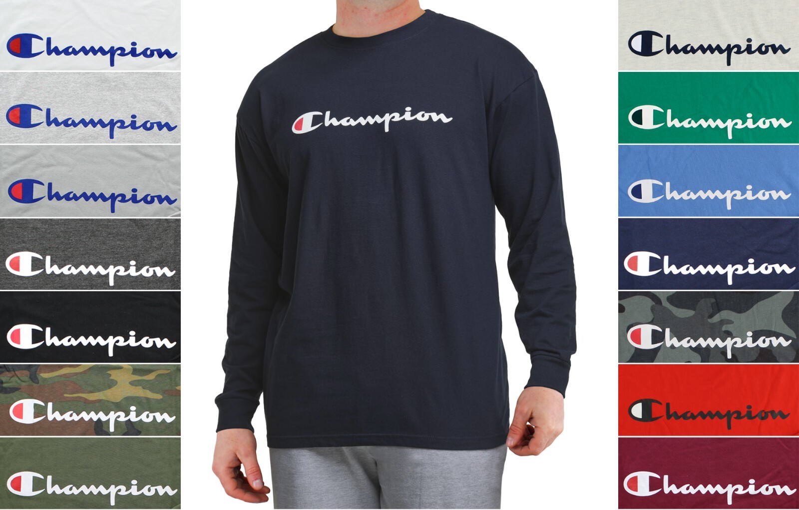 Champion Men’s Jersey T-Shirt Big & Tall Crew Neck Athleticwear Long Sleeve Tee