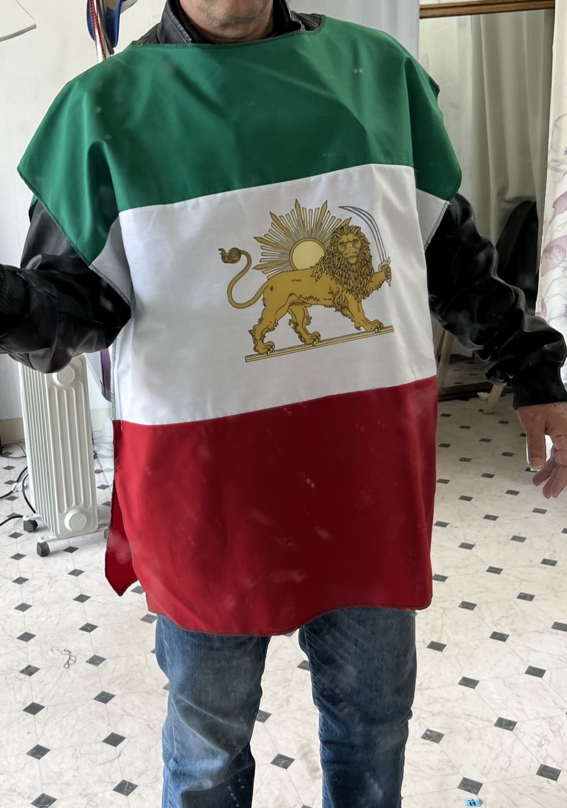 Persian flag Lion and Sun (Shir-o-Khorshid) Wearable flag ,Protest ,Unisex