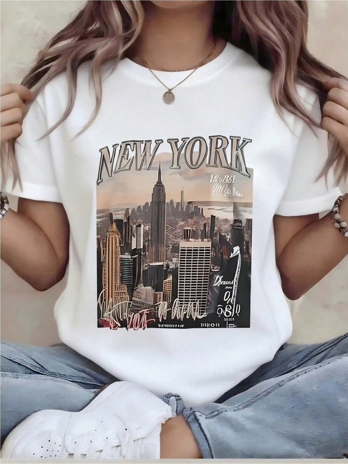 Plus Size Women’s Fun Print Tee Loose All Season Machine Wash