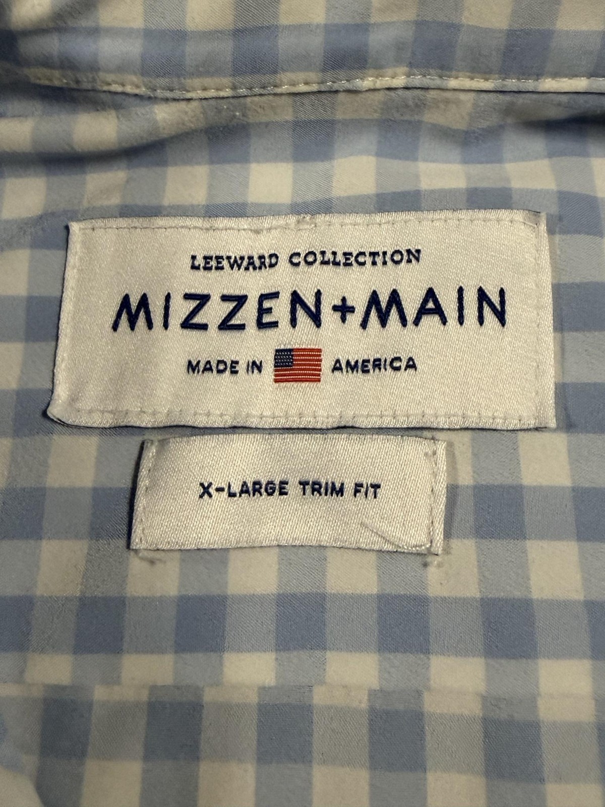 Mizzen Main Shirt Mens XL Leeward Trim Fit Gingham Check Stretch Long Sleeve