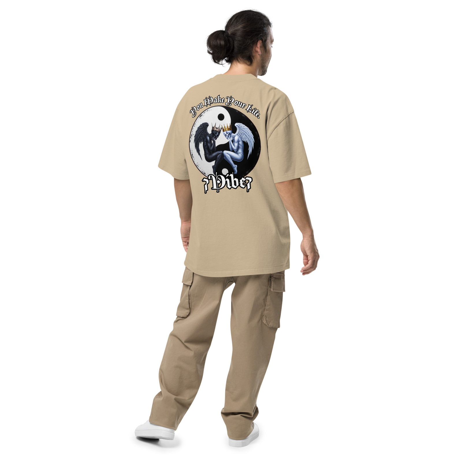 Oversized faded t-shirt Ying Yang 7Vibe7 Urban Streetwear Graffiti Style