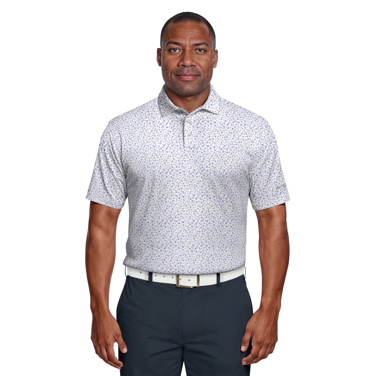 Ben Hogan Performance Men’s White Floral Short Sleeve Golf Polo T-Shirts: S-3XL