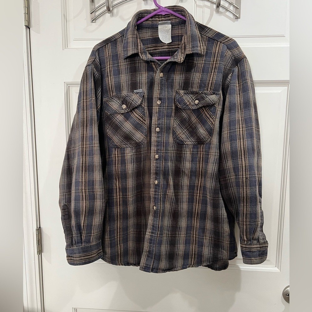 Vintage Rugged Outdoor Carhartt Plaid Button Down XL Union Made in USA