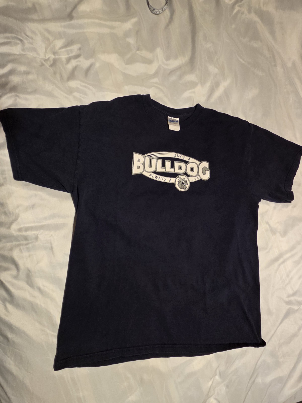 Gildan Navy Blue Bulldog School Spirit Mascot Graphic T-Shirt Unisex Size Large