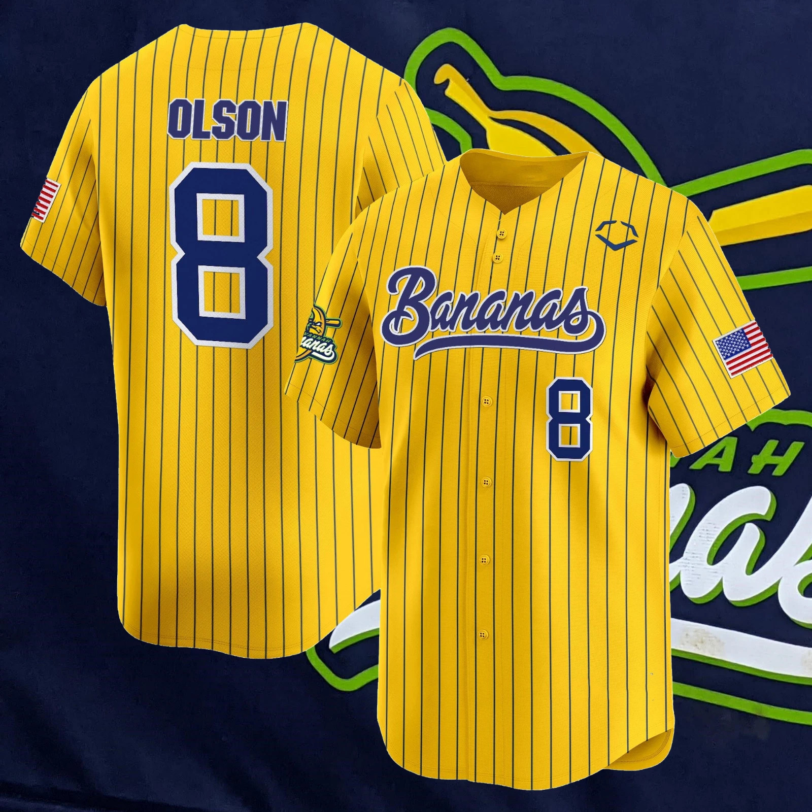 Savannah Bananas Olson Baseball Jersey #08 Size S-5XL TMB5343