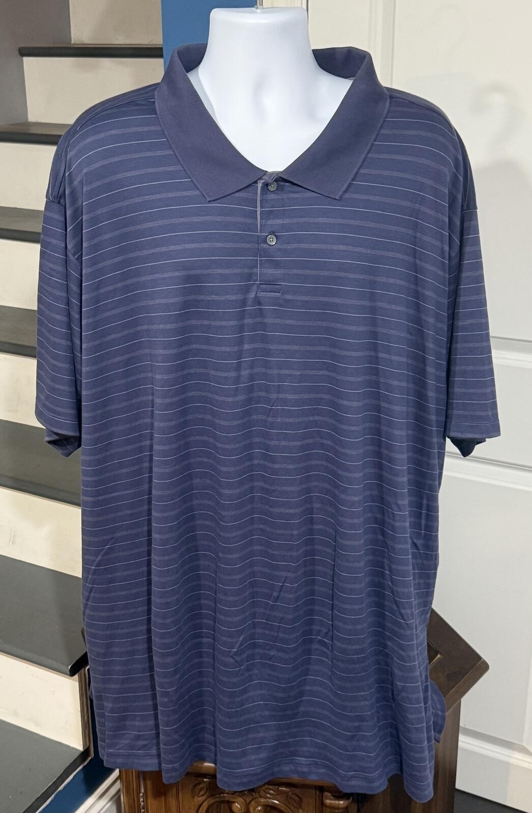 Calvin Klein Men’s 3XLT Blue Striped Polo Shirt