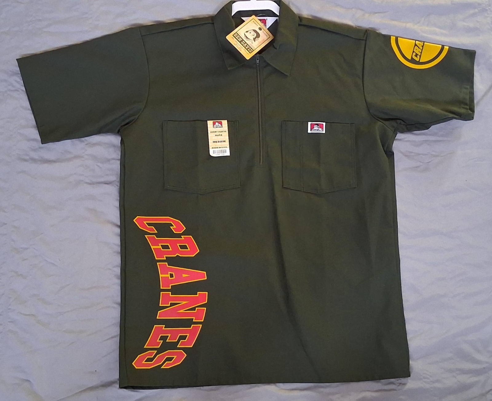 BENDAVIS Solid Short Sleeve OLIVE 1/2 Zip Shirts SIZE M *BEN DAVIS