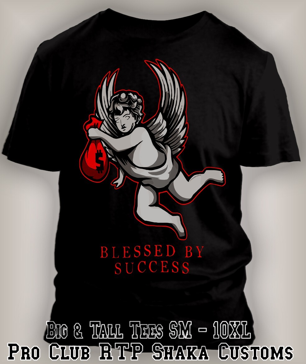 8XL Greystone Big Size Tee Shirt Blessed By Success Angel Sneaker T Streetwear
