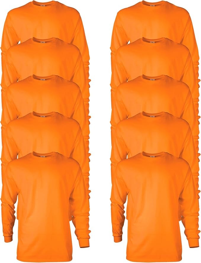 New Gildan Adult Ultra Cotton Long Sleeve T-Shirt, Style G2400 – Pack of 10