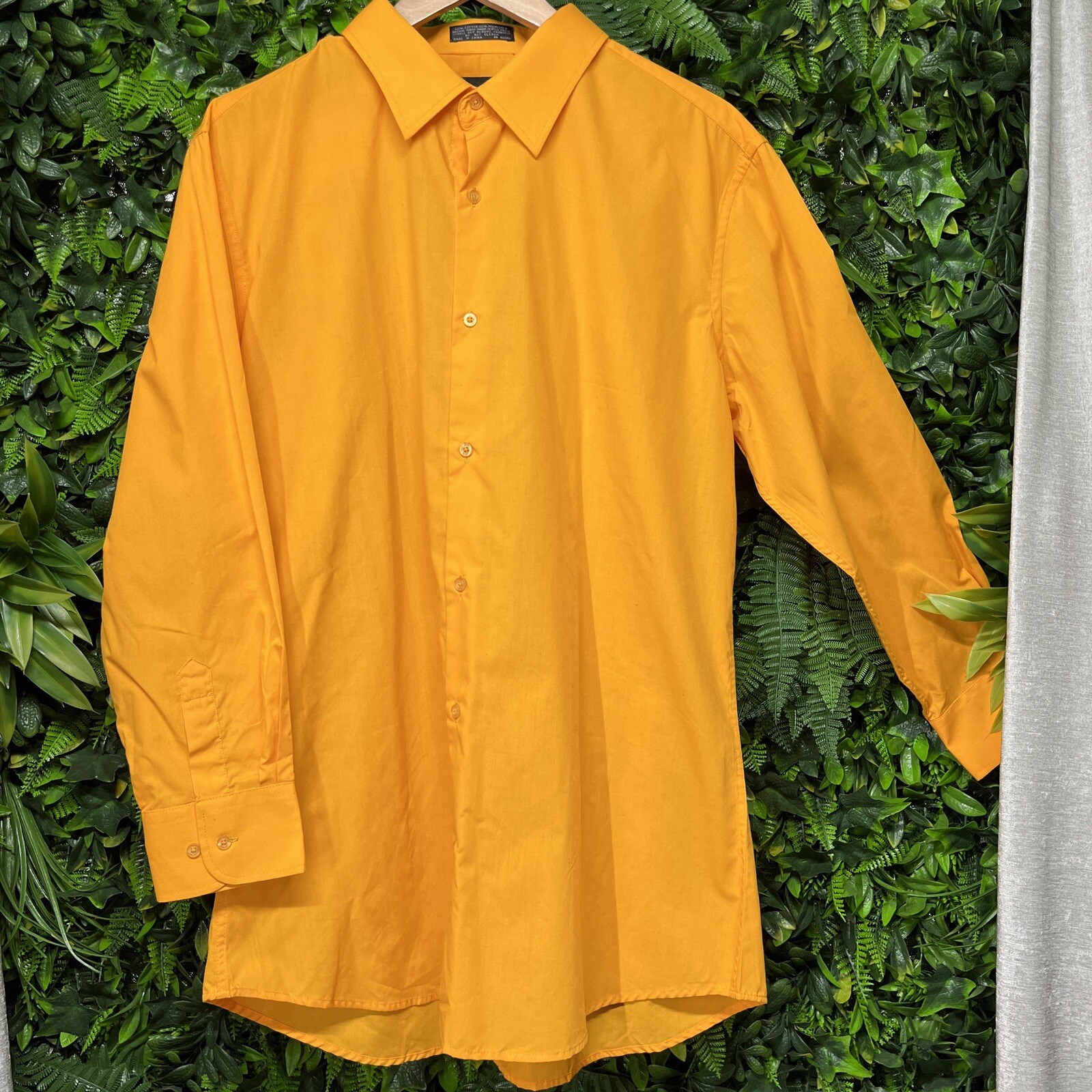 OMEGA ITALY Mens Shirt XL Orange Button Collared Slim Fit Long Sleeve 1749