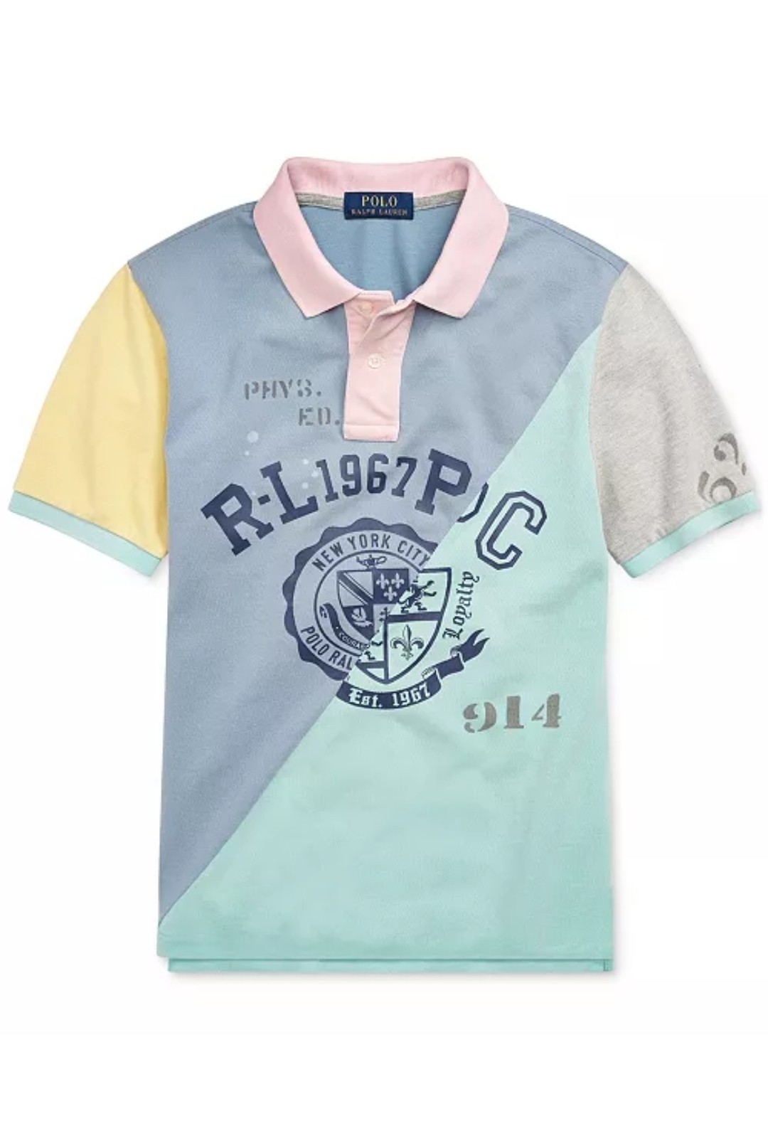POLO RALPH LAUREN PATCHWORK MEN’S CLASSIC FIT MULTI-COLOR COTTON POLO SHIRT