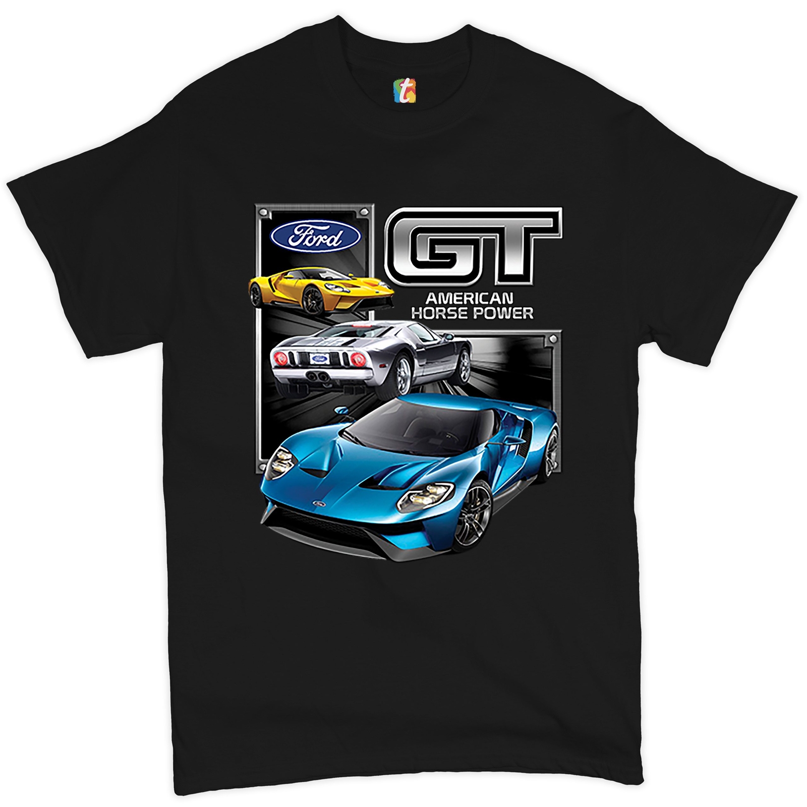 Ford GT American Horse Power T-shirt Sports Race Car Licensed Men’s Tee