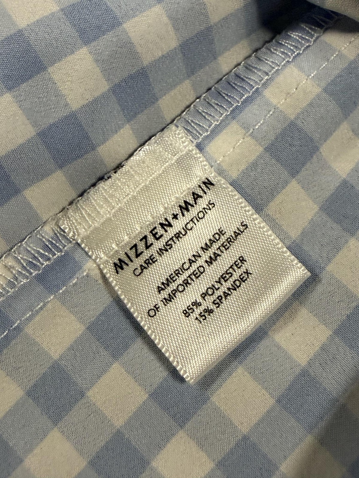 Mizzen Main Shirt Mens XL Leeward Trim Fit Gingham Check Stretch Long Sleeve