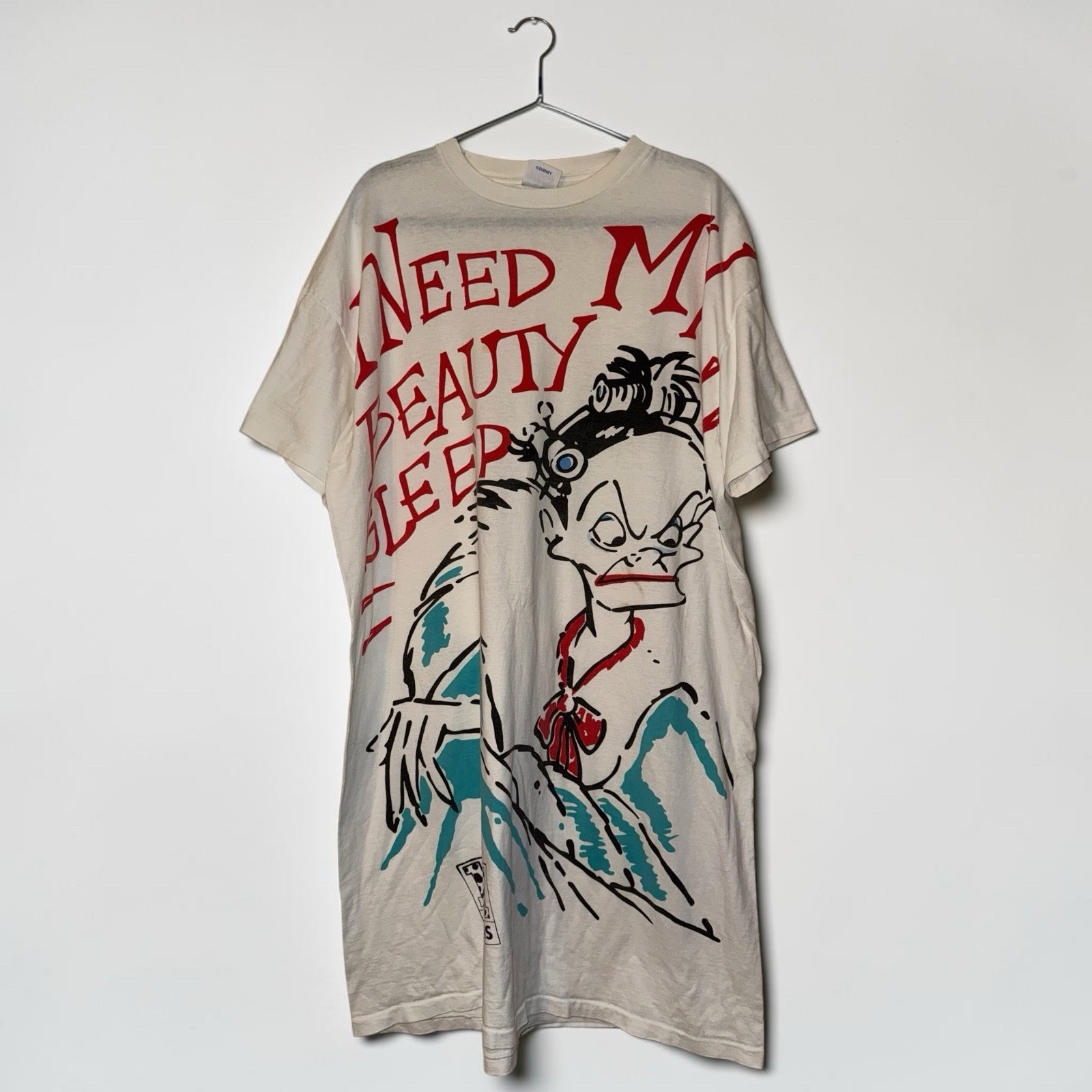 Vintage 101 Dalmatians Sleep T-Shirt One Size White 90s Cruella Beauty Sleep Tee