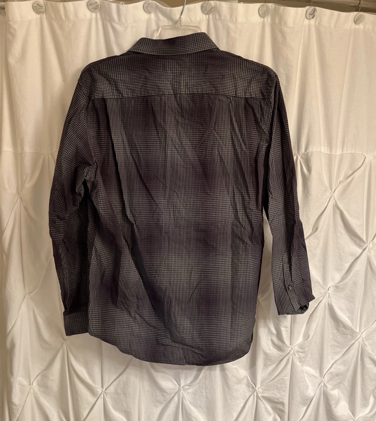 Apt. 9 Regular Fit Gray Check Cotton Dress Shirt LS Point Collar L