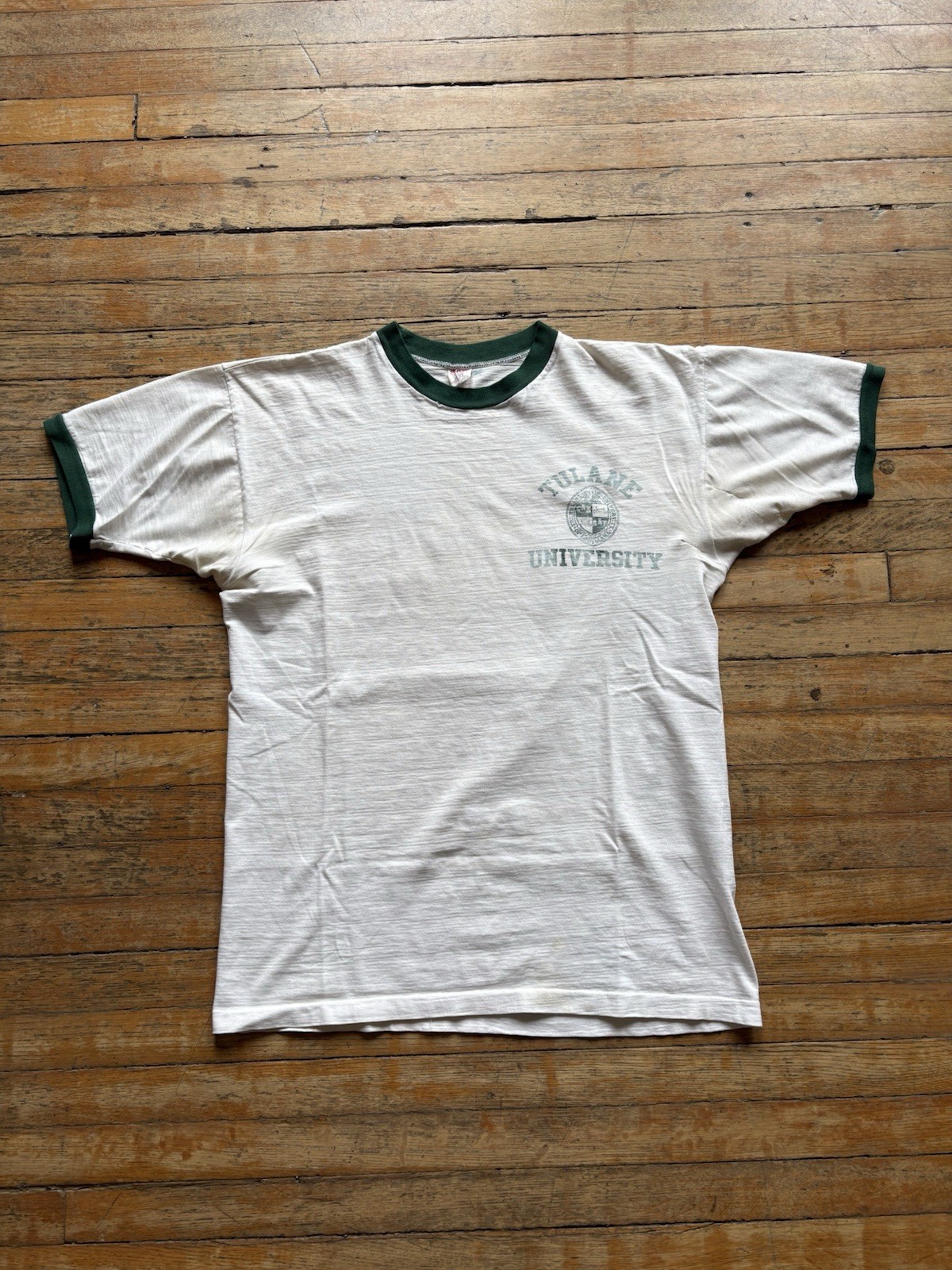 60s Champion Running Man Tulane University Ringer Tee Large