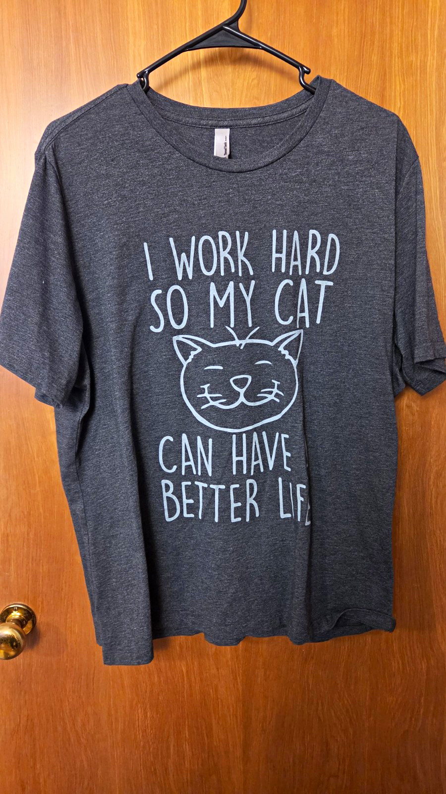 Thread Tank 2XL Gray Crew Neck Cat Graphic Tee Short Sleeve Made in USA
