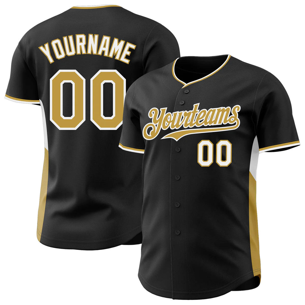 Custom Black Old Gold Classic Baseball Jersey Personalized Team Gift Him