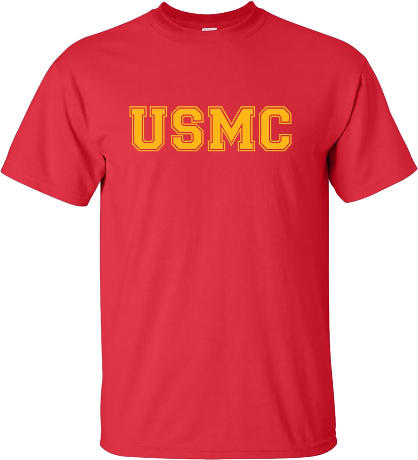 Classic “USMC” Athletic Font Red Adult Short Sleeve T-shirt – Adult Small to 6XL