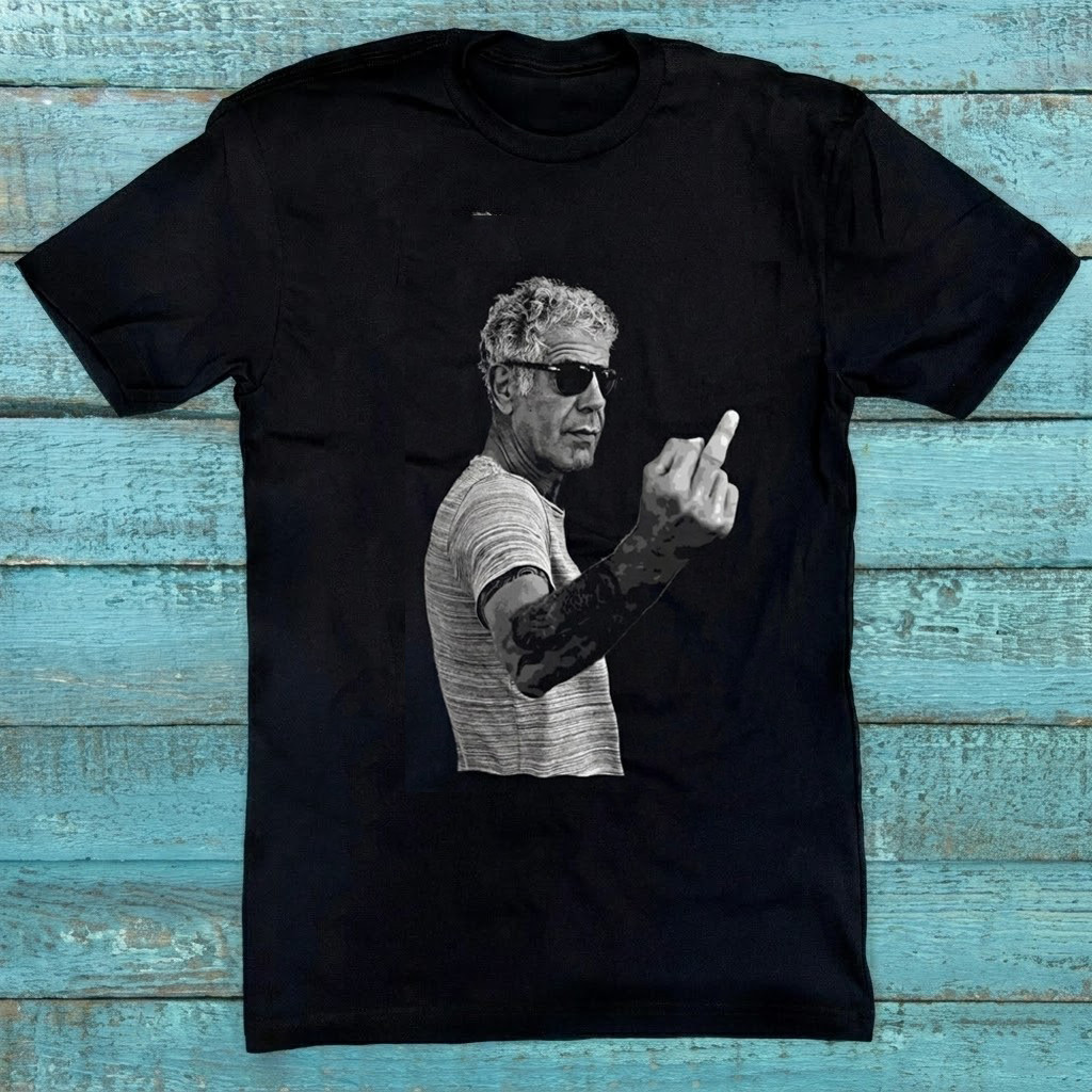 Anthony Bourdain “Middle Finger” T-Shirt, Chef Tribute Graphic Tee S-5XL PD1581