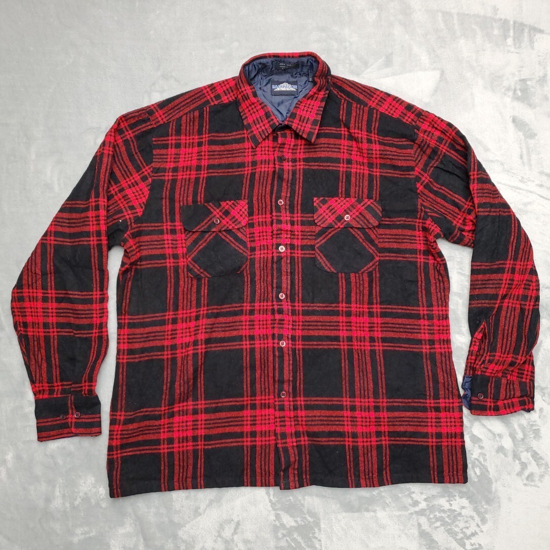 VTG Backpacker Shirt L Red Tartan Plaid Flannel Outdoor Classic Retro Gorpcore