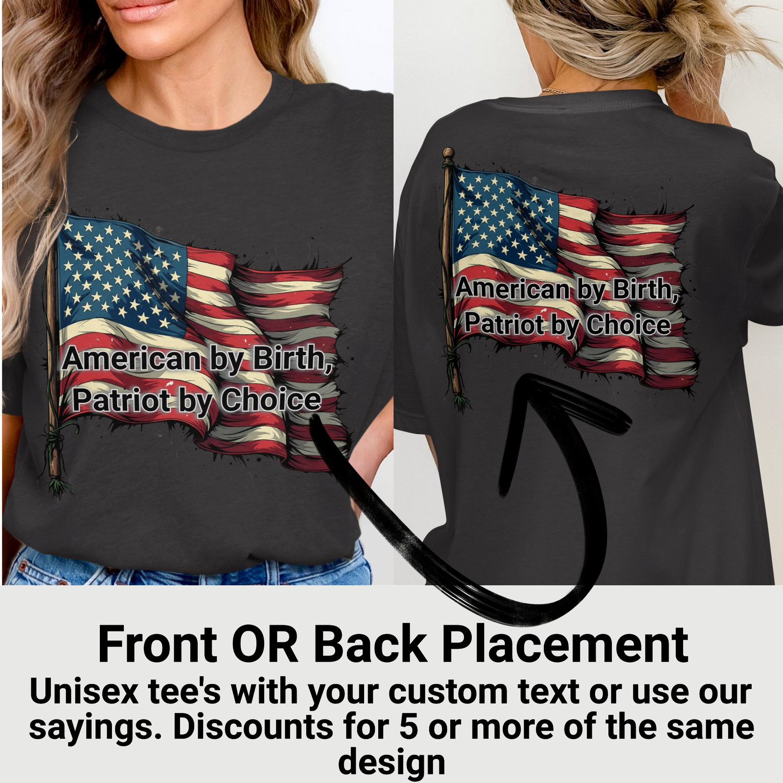 Customizable Vintage American Flag Graphic Design T-Shirts