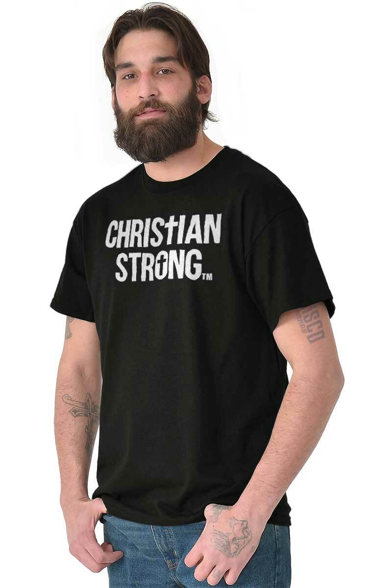 Christian Strong Religious Faith Cross Logo Womens or Mens Crewneck T Shirt Tee