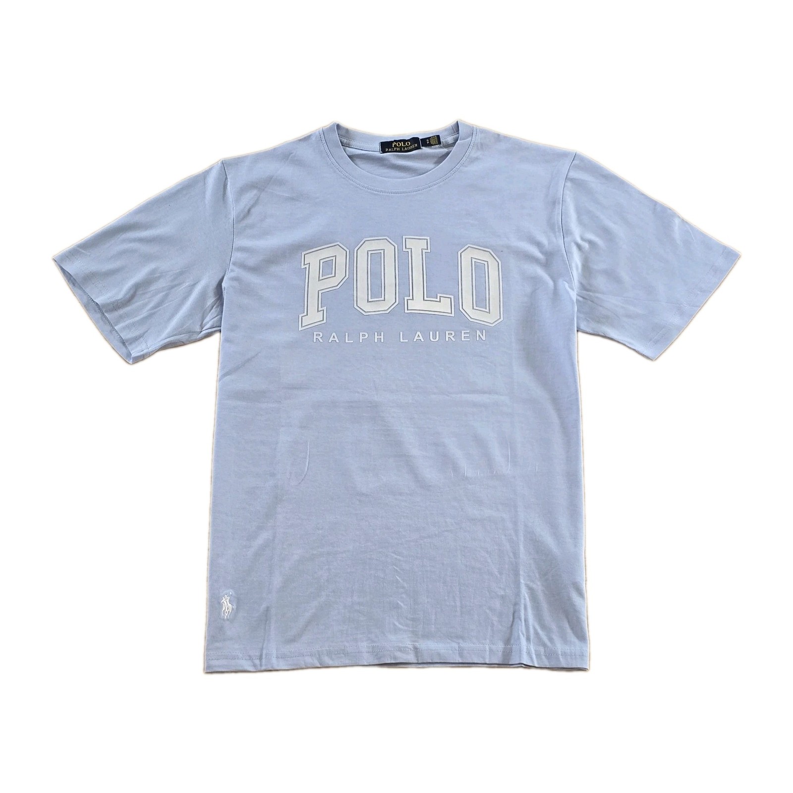 Polo Ralph Lauren Men’s Custom Slim Fit T-Shirt Graphic Print Crewneck Sky Blue