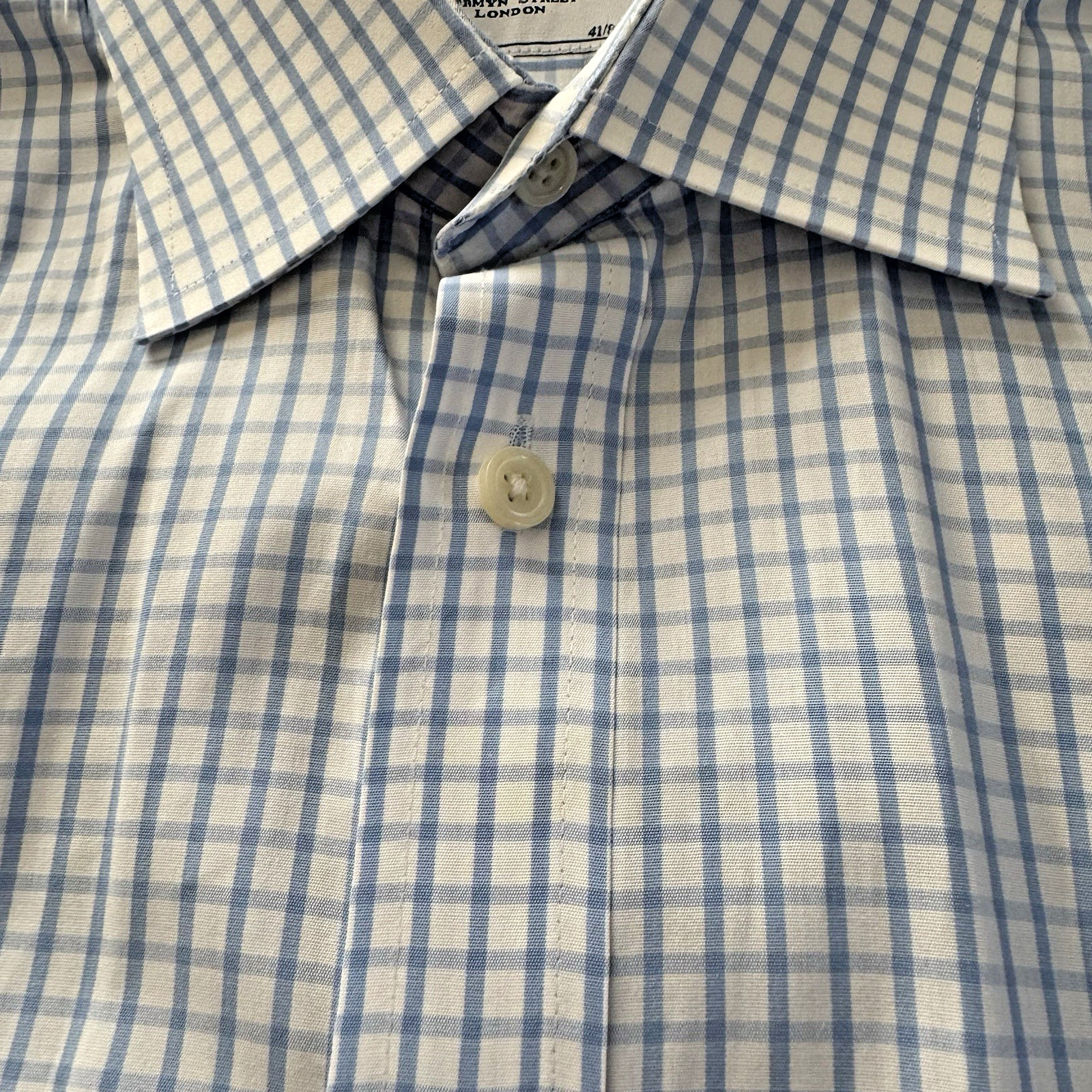 Charles Tyrwhitt Men’s 16 33 Blue White Checked Dress Shirt 41/84cm French Cuff