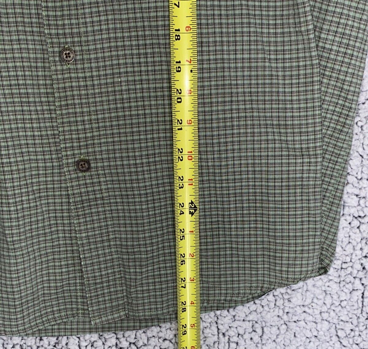Quest Mens Short-Sleeve Green Plaid Button-Up Shirt Size L