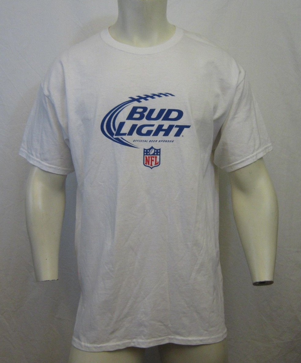 NFL BUD LIGHT OFFICIAL BEER SPONSOR CREW NECK T SHIRT SIZE​ LARGE