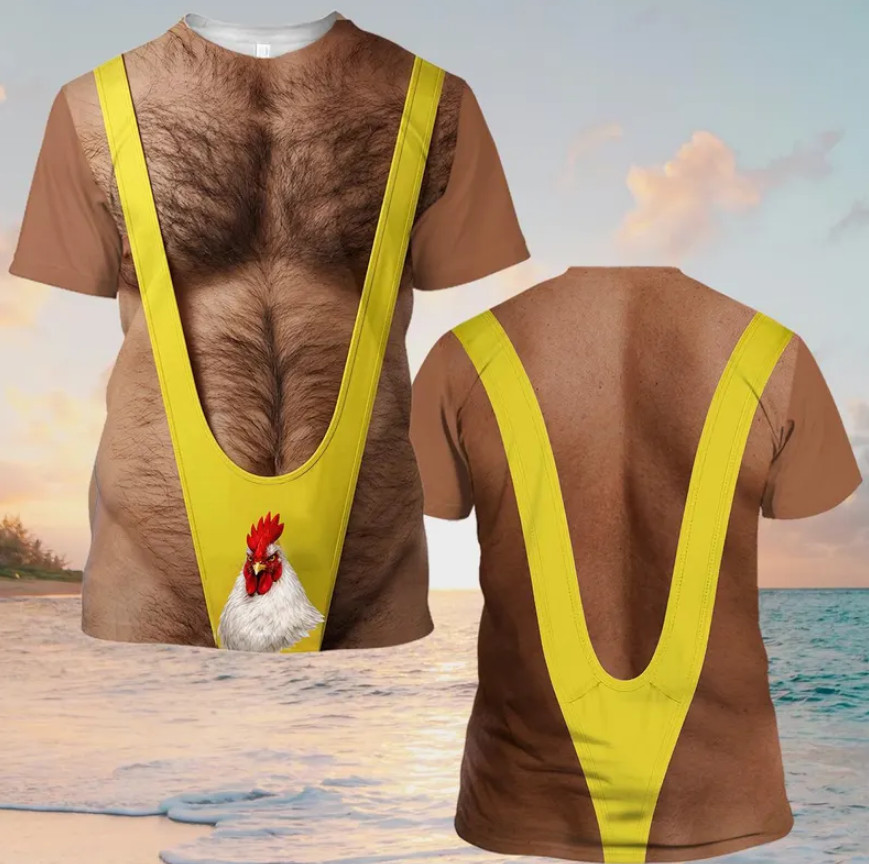 Funny Hairy Chest 3D All Over Print T-Shirt Novelty Graphic Tee