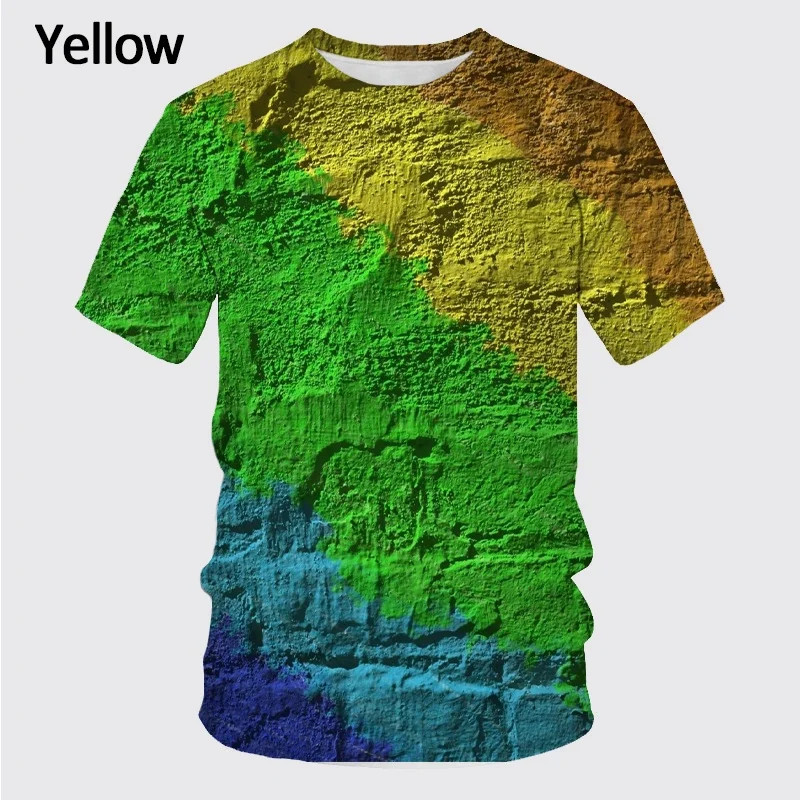 Summer New Fashion Graffiti Paint 3D Printing Men’s Summer Round Neck Short