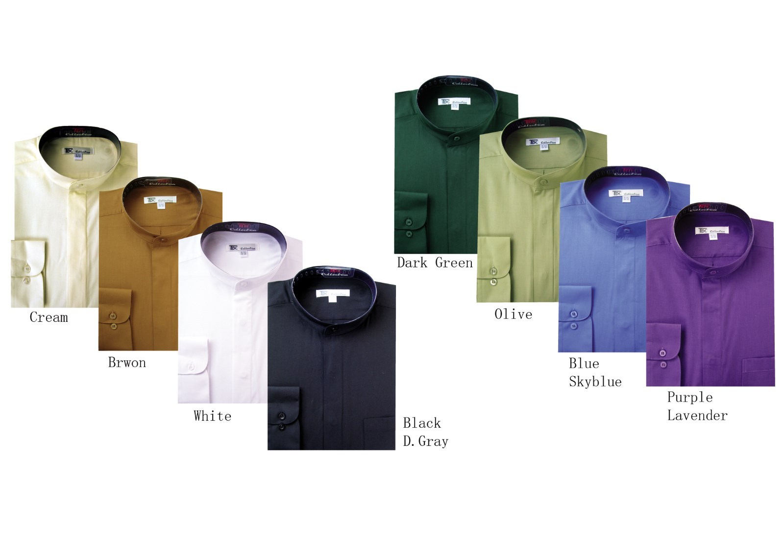 Men’s Classy Mandarin Collar hidden button Dress Shirt Many Colors SG 01